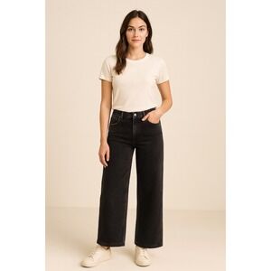Soft Surroundings Black Wide Leg Crop Jeans‎ Women's Size 12